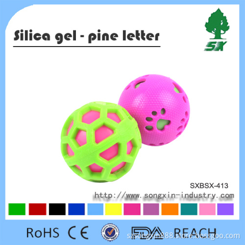 Silicone balls for Pet, Colored pet dog chew ball toys with sound and dog paw print logo
